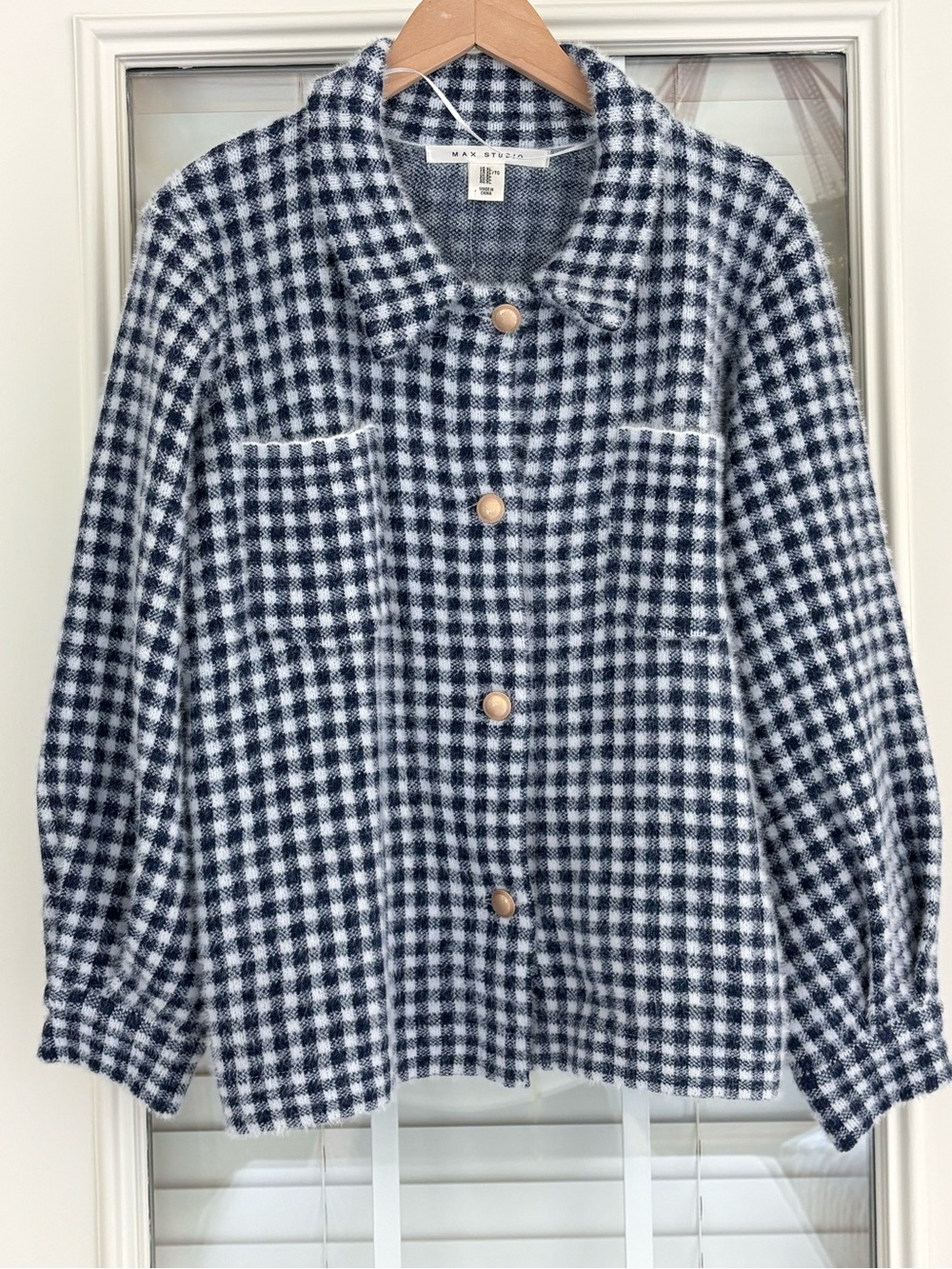 Blue/White gingham, XL shacket, transitional